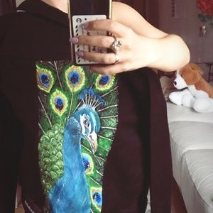 40%  off Black CK hand painted denim jacket
